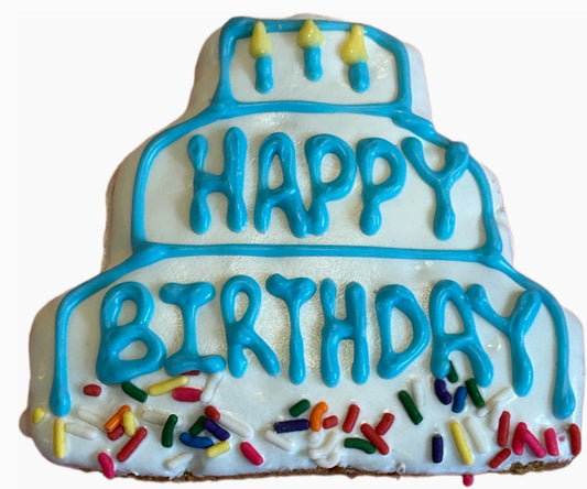 Let us help you celebrate your fur babies with our cake shaped birthday cookie